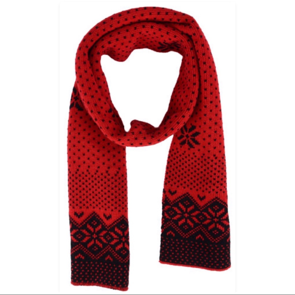 Unisex Long Knit Reversible Winter Scarf Red and Black by Simplicity